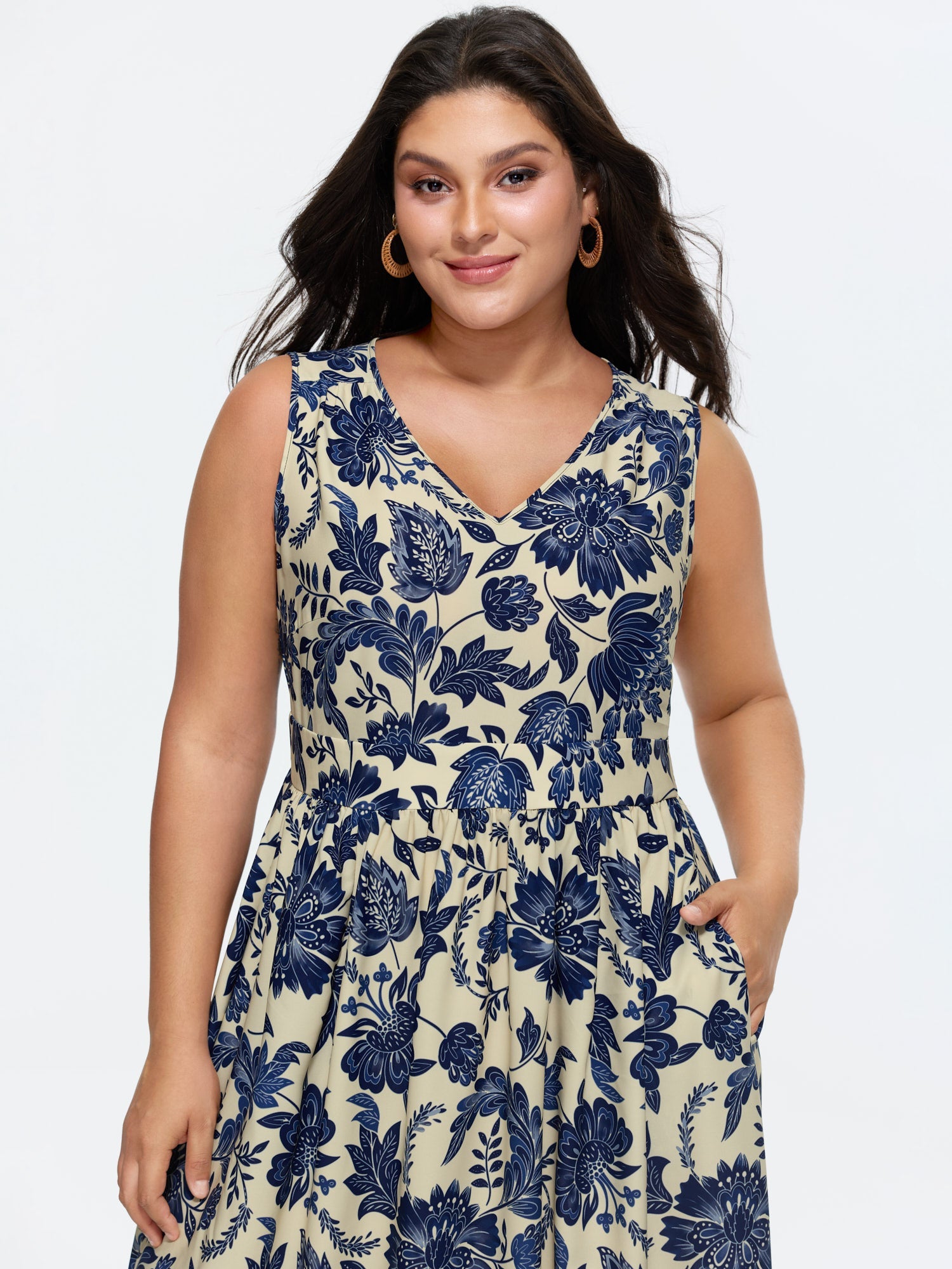 Floral Drama Cinched-Waist Maxi Dress